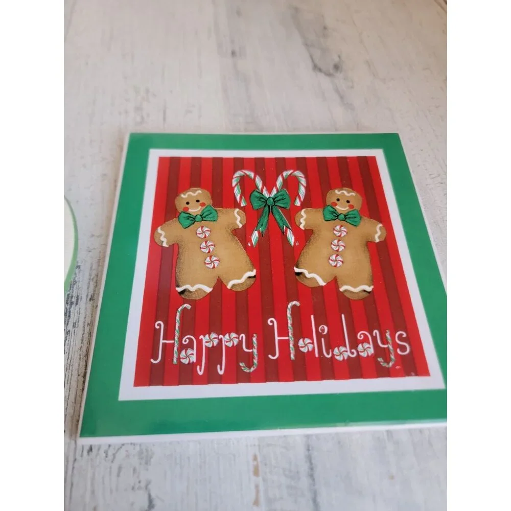 Happy Holidays Tealight plate Jingle bells‎ set xmas